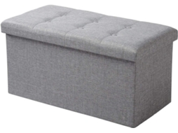 Banqueta Baú Com Assento Acolchoado E Espaço Para Guardar Objetos, Cinza Claro, 76 X 37,5 X 38 Cm