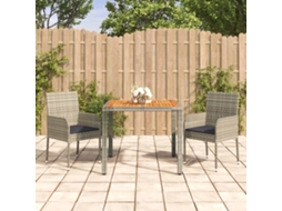 Conjunto 3 Peças Jantar P/ Jardim C/ Almofadões Vime Pe Cinza Dkd Home Decor