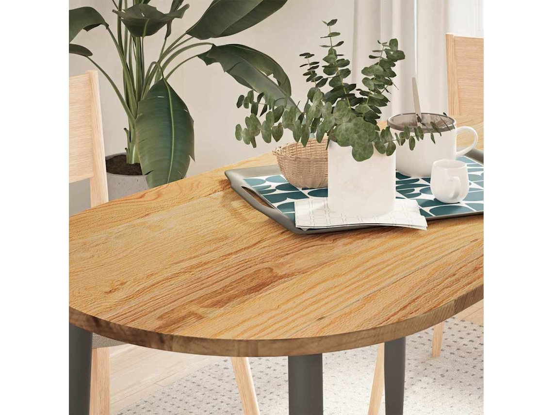 Vidaxl Tampo De Mesa 120x60x2 Cm Carvalho Maciça Oval Castanho-claro