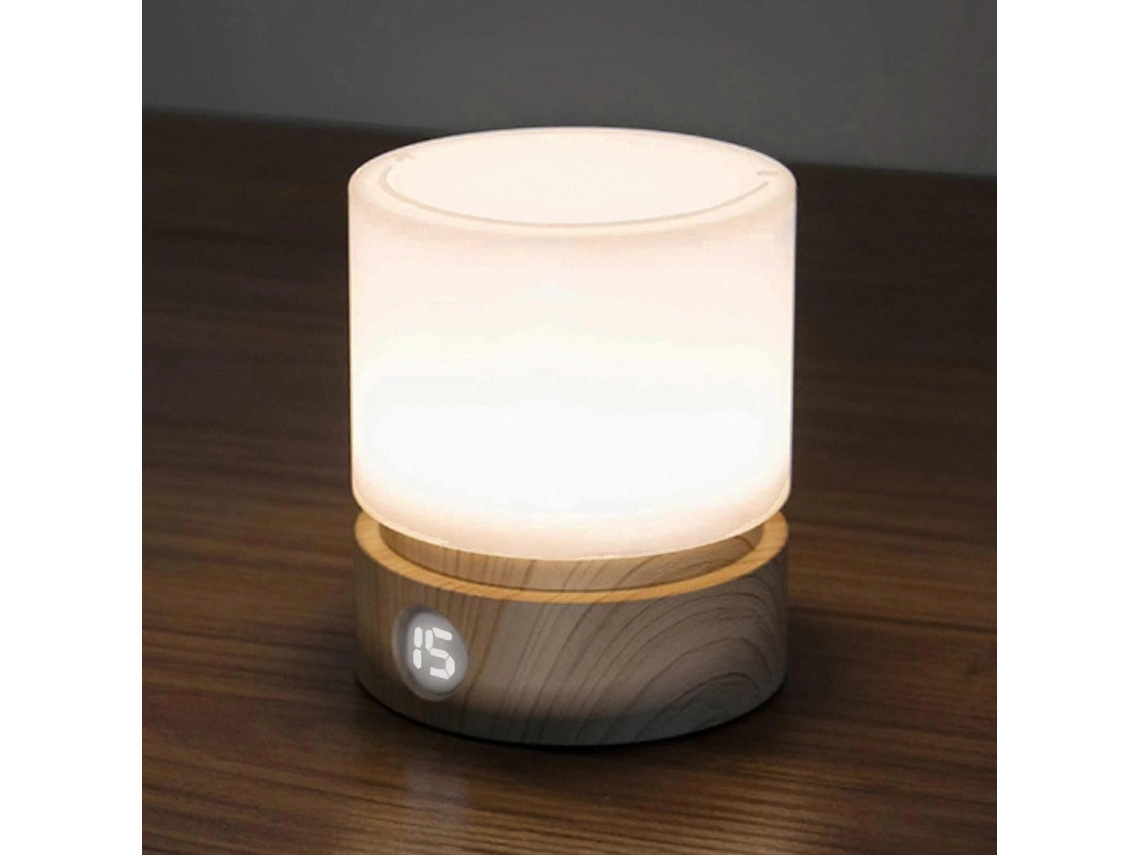 Luminária Noturna com Acabamento em Madeira, Dimerizável e com Temporizador, Ideal para Auxiliar no Sono no Quarto. TAISHENGDA