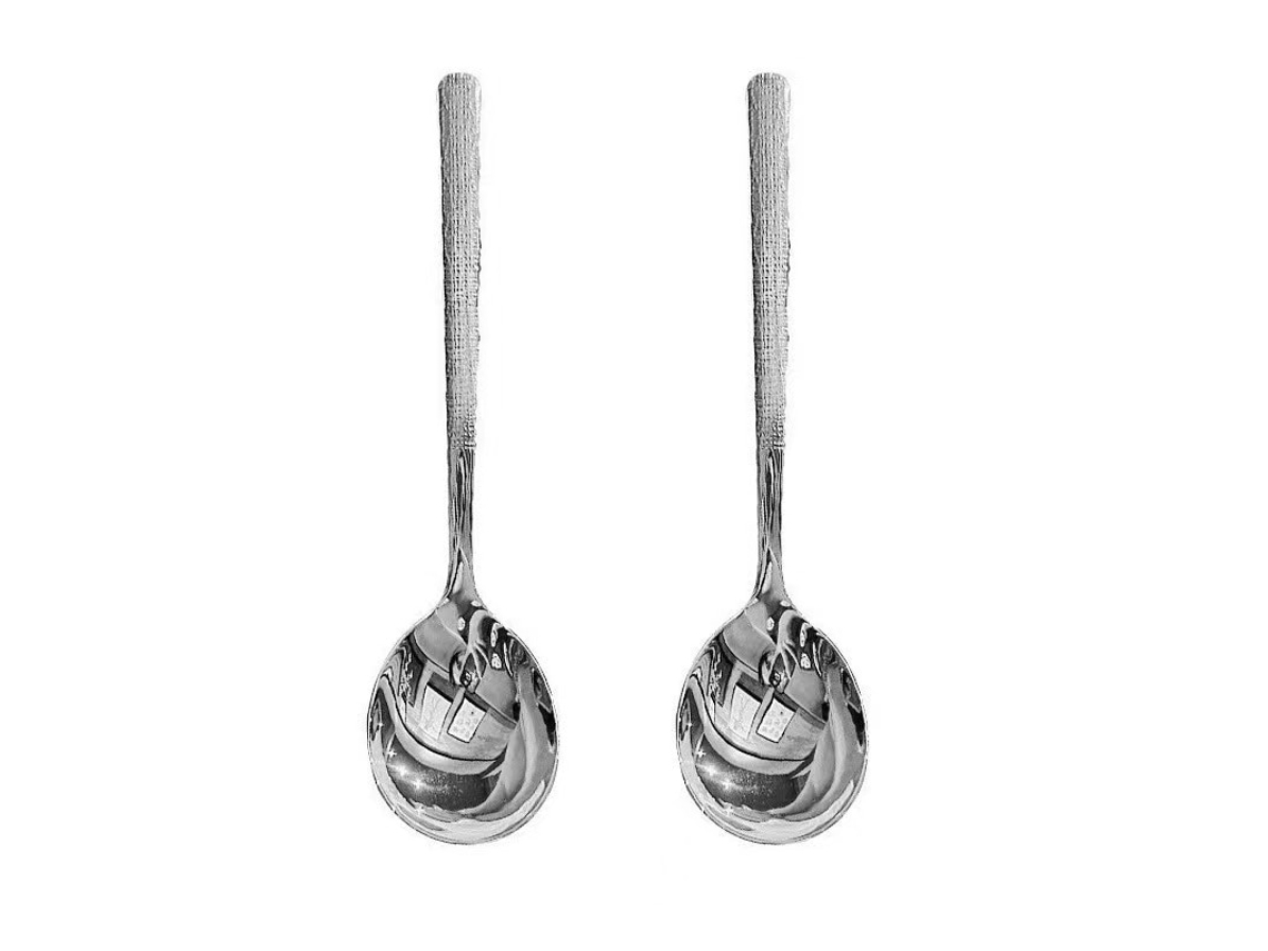 2 Conjunto De Colheres De Inox Prata 19,8x4,5 Cm