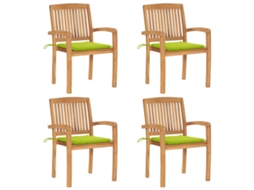 Vidaxl Cadeiras De Jardim Empiháveis C/ Almofadões 4 Pcs Teca Maciça