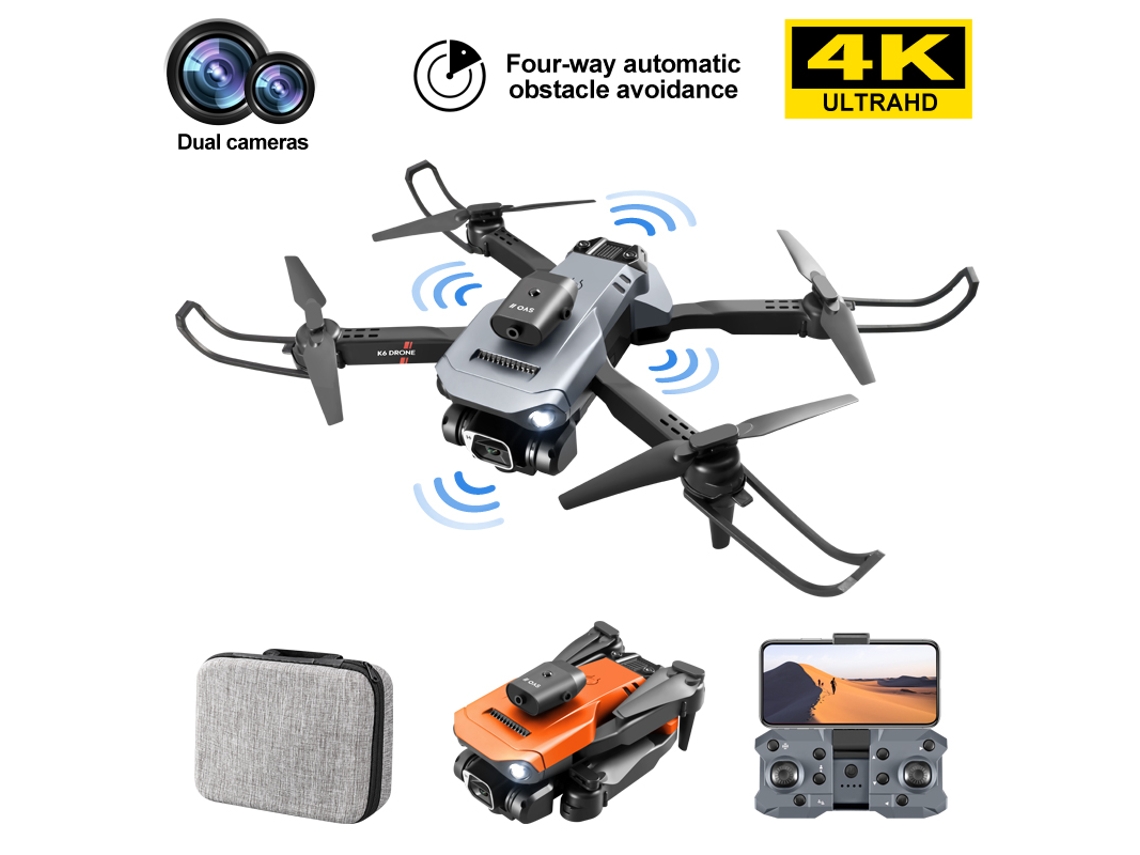 Drone Bestvite Dobrável K6 Pro Com Câmera Dupla 4k Prevenção De Obstáculos Em 360° (1 Baterias Duração Da Bateria 15 Min Cinza)