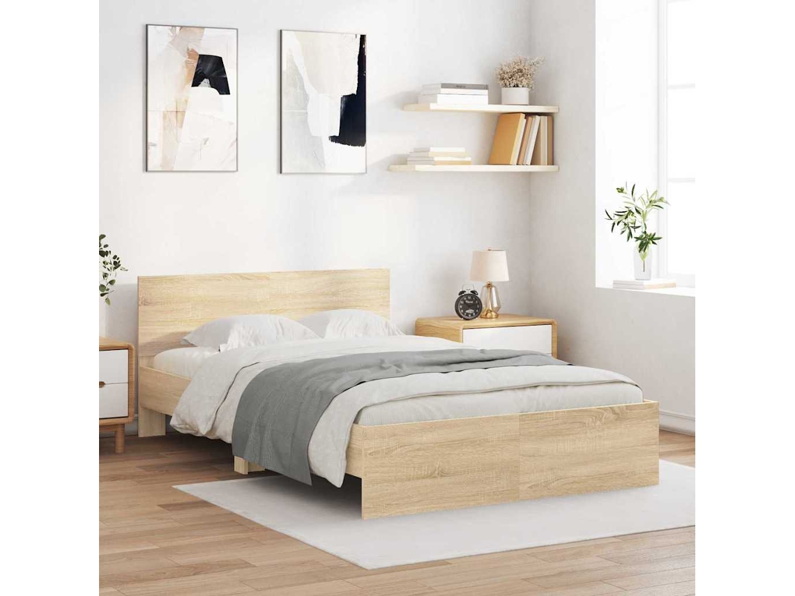 Vidaxl Estrutura Da Cama Sonoma 137 X 190 Cm Madeira Processada