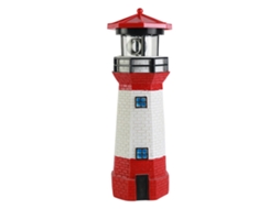 Farol Solar Rotativo em Resina Vermelha para Decoração de Jardim | S/MARCA