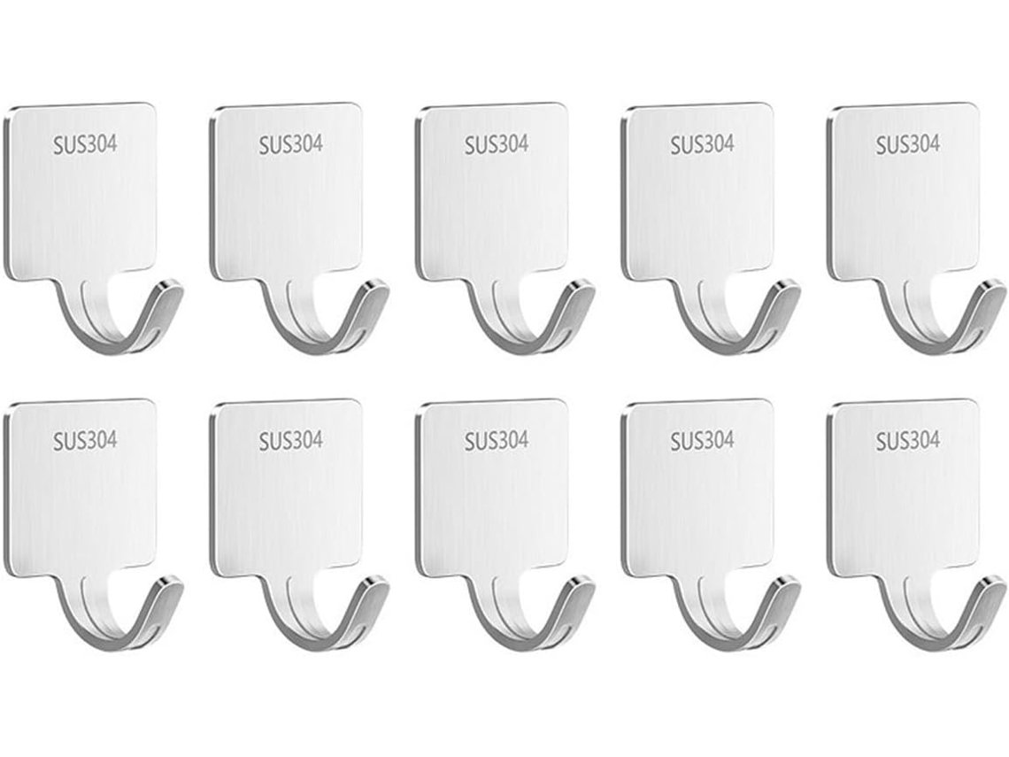 Conjunto De 10-ganchos Parede Em Aço Inoxidável Para Toalhas, Casacos E Outros Itens Ideais Para Banheiro, Cozinha