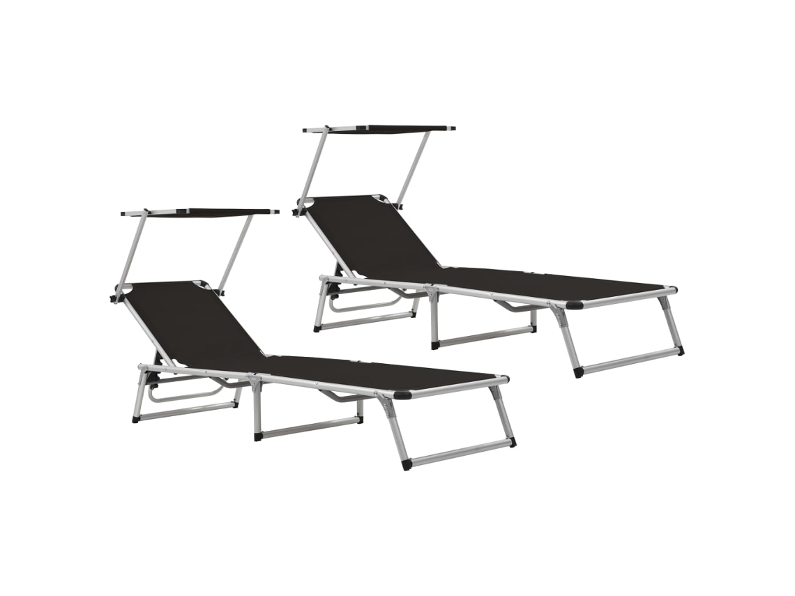 Sun Lounger, Sun Loungers Vidaxl Preto Alumínio