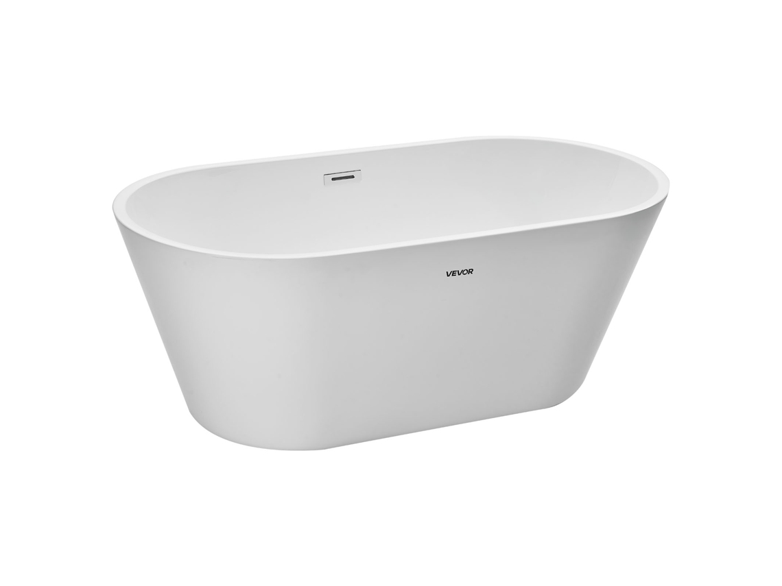 Banheira Independente 150 X 75 X 58 Cm Acrílica Ovalada Para Banheiro Moderno Branca Vevor