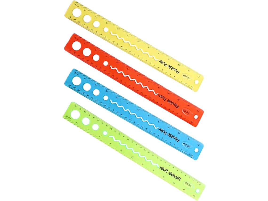 Régua Flexível De Plástico Transparente Zerodeko 30cm Com Escala Clara E Precisa, 4 Peças Leves Para Estudantes
