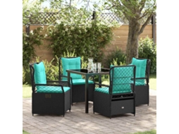 Vidaxl Conjunto De Jantar Para Jardim 5 Unid. Preto Vime Pe