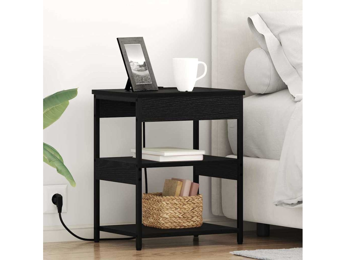Vidaxl Armário De Cabeceira 2 Pcs Carvalho Preto 41 X 31 X 51 Cm