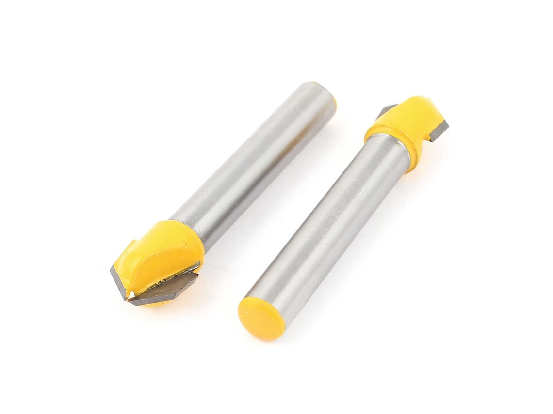 2 Peças de Fresa de Ranhura Tipo V em Tom Amarelo Prateado, 1/4" X 3/8" CHABERLU