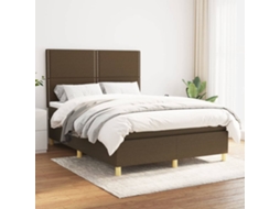 Vidaxl Cama Com Molas/colchão 140x190 Cm Tecido Castanho-escuro
