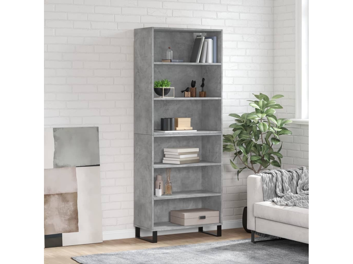 Vidaxl Armário Alto 69,5x32,5x180cm Derivados De Madeira Cinza Cimento