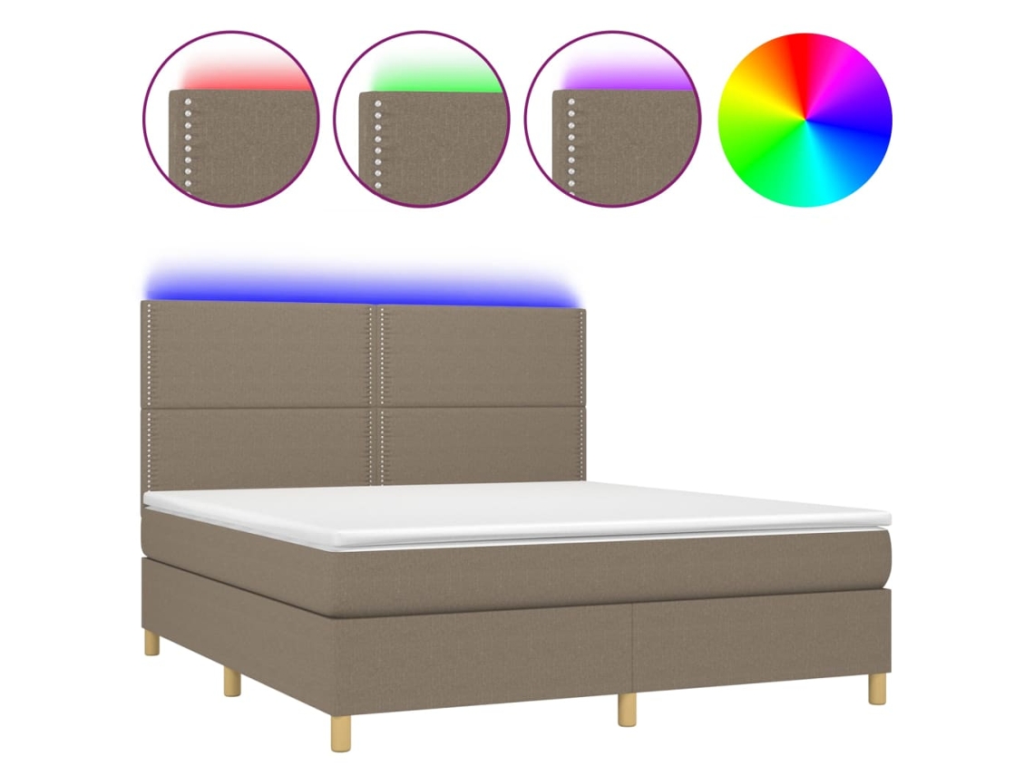 Box Spring Bed, Box Spring Beds Vidaxl Cinzento-acastanhado Tecido (180 X 200 Cm)
