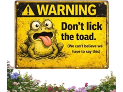 Placa de Metal para Jardim Não Lamba o Sapo, Tamanho da Placa 30x40 Cm, Decoração de Parede Original com Animais de CHABERLU