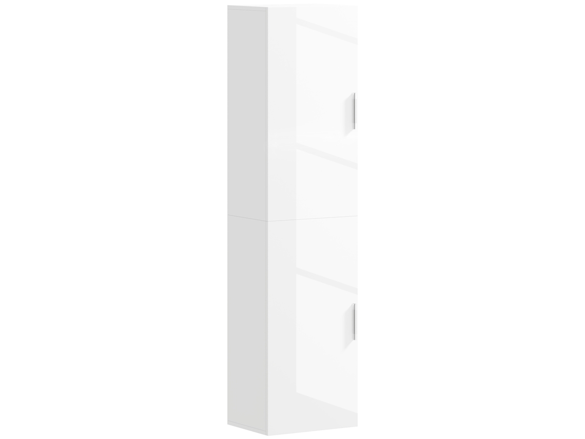Coluna Casa De Banho De Parede Armário Alto Casa De Banho Com Prateleiras Ajustáveis E 2 Portas 40x30x160 Cm Branco