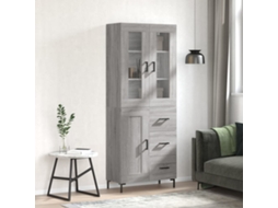 Vidaxl Armário Alto 69,5x34x180 Cm Derivados De Madeira Sonoma Cinza
