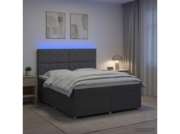 Vidaxl Cama Box Spring Com Colchão Cinzento-escuro 140 X 190 Cm Tecido
