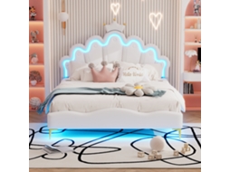 Cama De Princesa Branca Em Forma De Nuvem Com Coroa Dourada E Luz Led, Ajustável 123/129cm, 140x200cm, Para Crianças 3-12 Anos