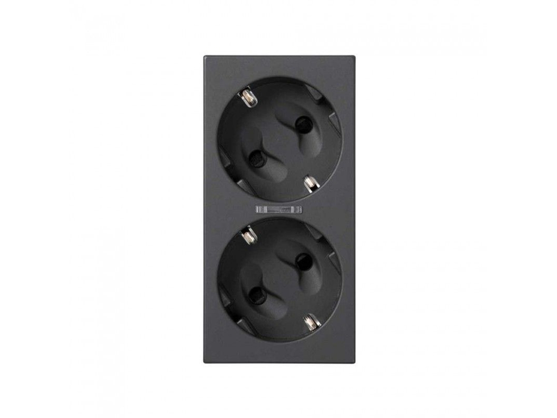 Base Schuko Dupla Por Corte Com Led Grafite Simon 50010432 038