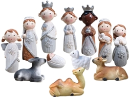 Presépio De Natal Com Manjedoura, Coleção De Figuras Em Resina