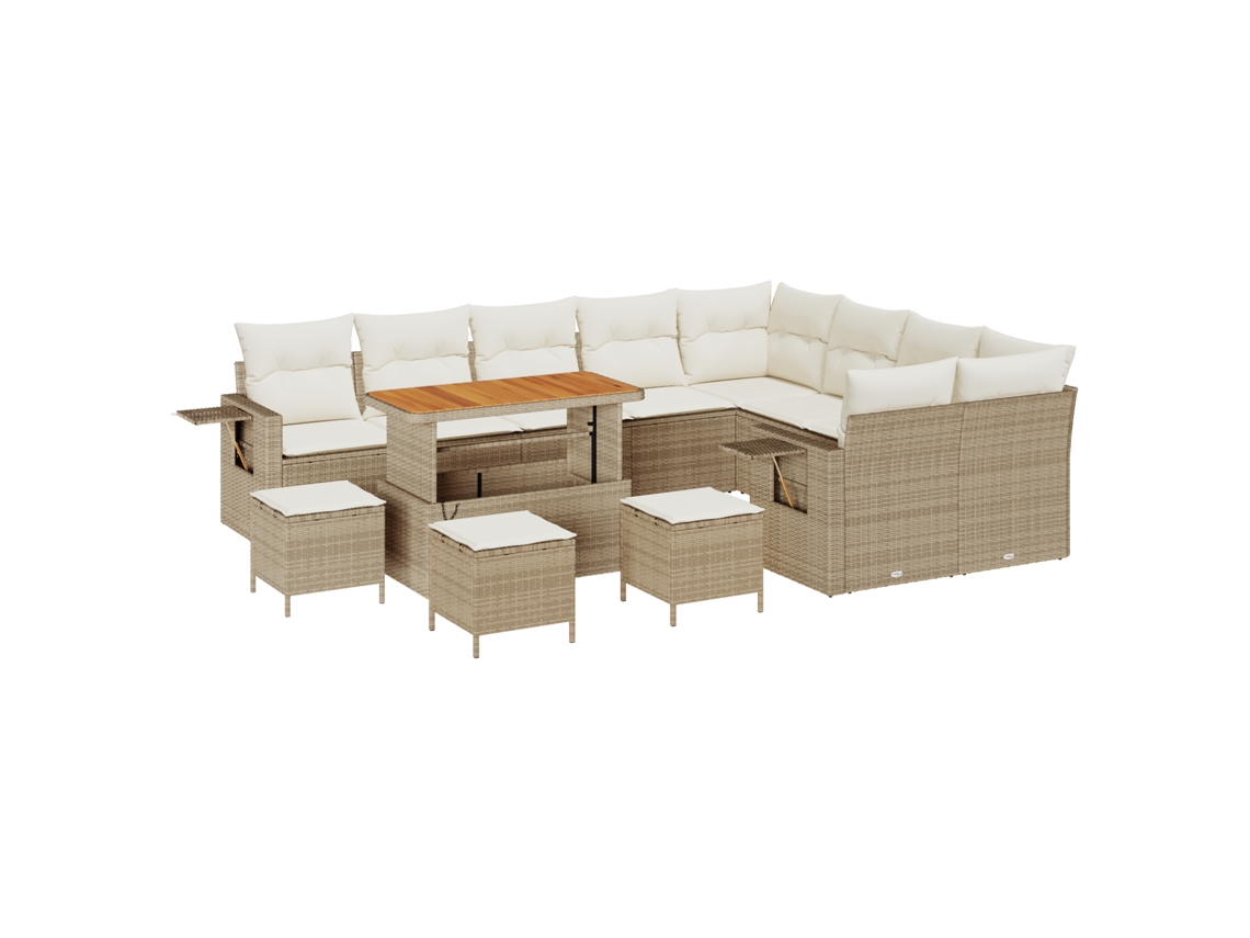Conjunto 13 Móveis De Jardim Vidaxl Bege Vime Pe (110 X 55 X 71 Cm)