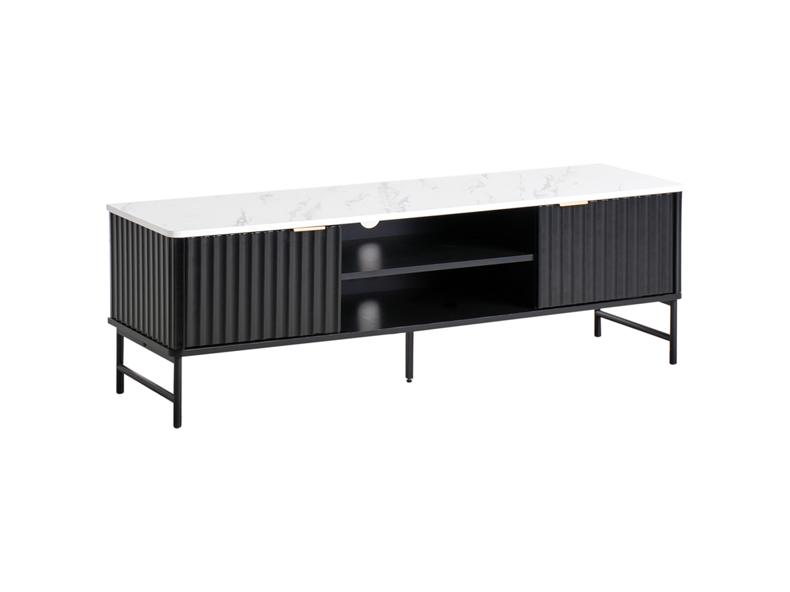 Móvel De Tv Beliani Glastonbury De Mdf Mármore/preto 140x40x46