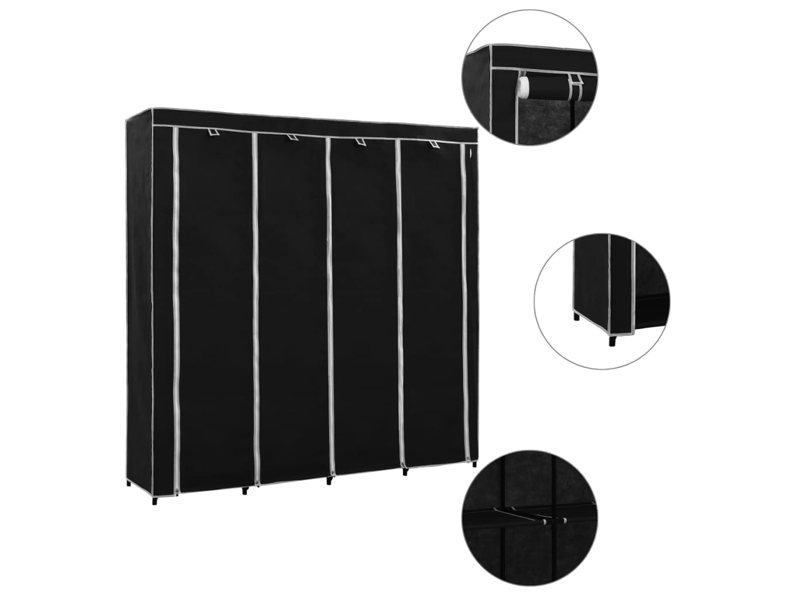 Conjunto 1 Wardrobe, Wardrobes Vidaxl Preto Tecido (n/a)
