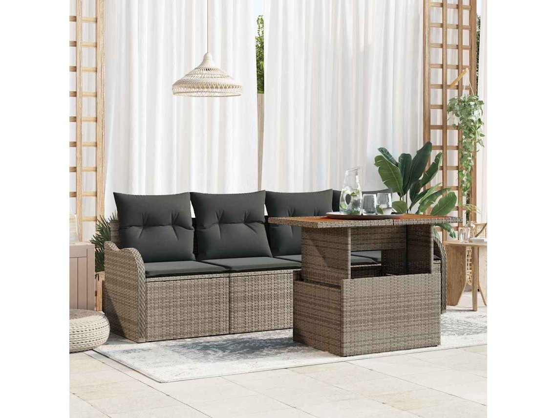 Vidaxl Conjunto de Sofá de Jardim 5 Pcs Cinzeto Vime Pe