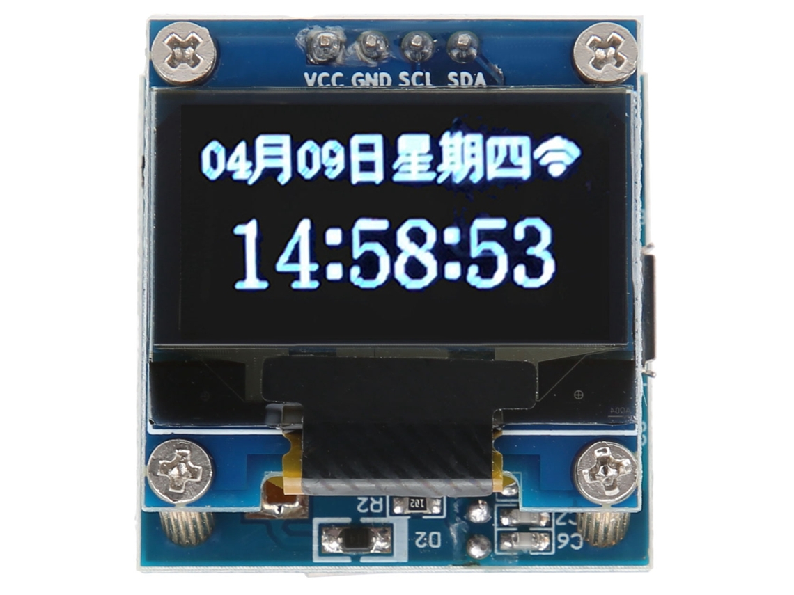 Módulo de Relógio com Tela Oled de 0,96 Polegadas, Placa Pcb Wifi, Bateria Botão 40mah, Usb Micro 5v | S/MARCA