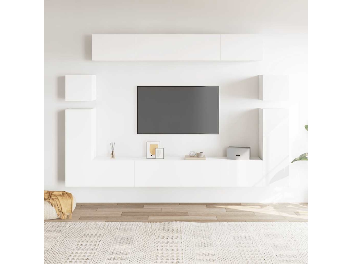 Vidaxl Conjunto Móveis De Tv 8 Pcs Derivados De Madeira Branco