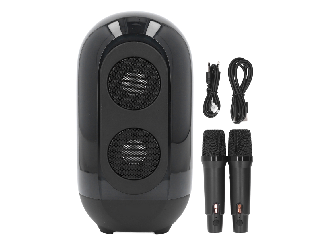 Mali máquina de Karaokê Portátil com 2 Microfones e Luzes Coloridas Alto falante Bluetooth Ktv Casa Festa