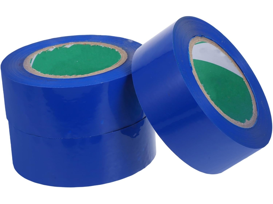 3 Rolos De Fita Adesiva Azul Resistente Para Embalagens, Ideal Para Selar E Transportar Objetos.