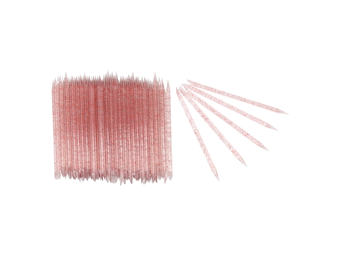 100pcs Palito Descascador De Unha Descartável Bico Duplo Para Manicure Pedicure Vermelho