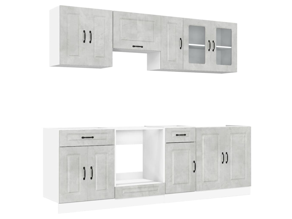 Kitchen Cabinet Set, Kitchen Cabinet Sets Vidaxl Cinzeto Madeira Processada (n/a)