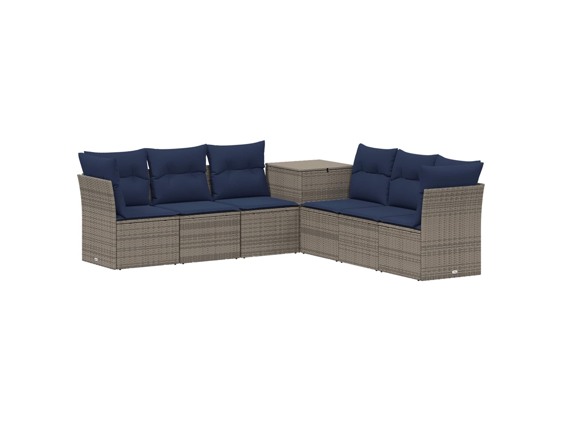 Vidaxl Conjunto De Sofás 7 Pcs Cinza E Azul Marinho