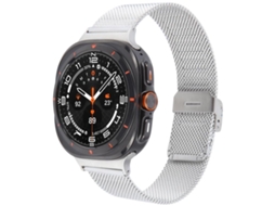 Bracelete Universal com Cabeça Plana e Três Contas Prata para Samsung Galaxy Watch 4 Classic (42mm/46mm) XIAOMOYU