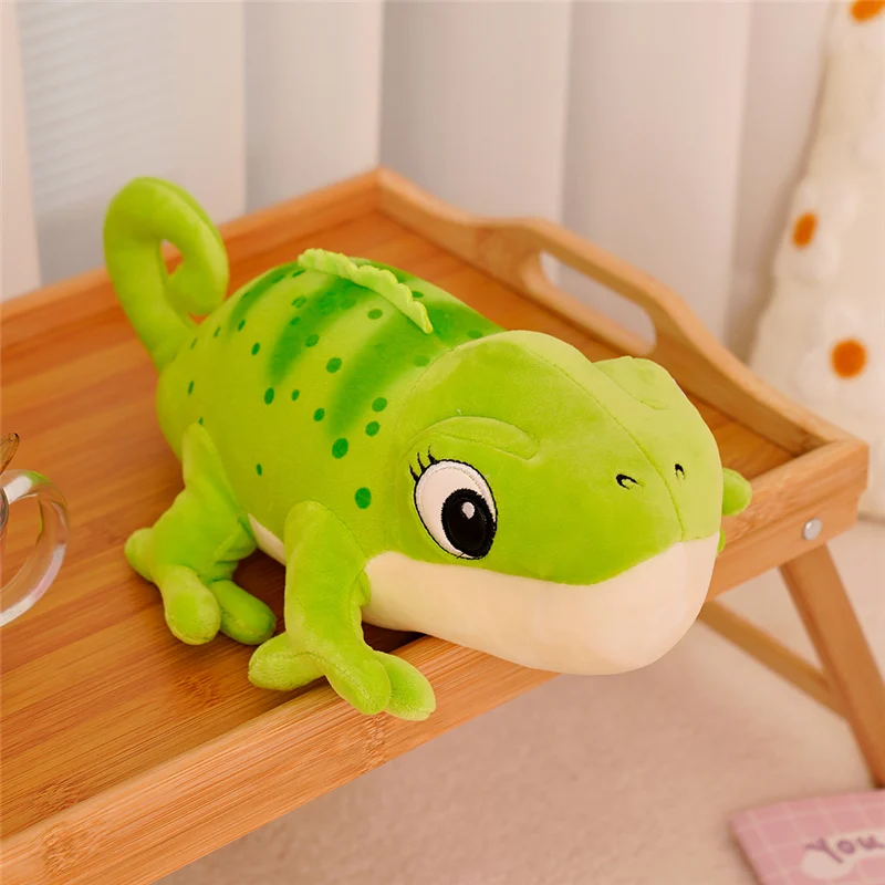 Lindo Brinquedo de Pelúcia de Camaleão de Desenho Animado MDUG (verde, 30 Cm)