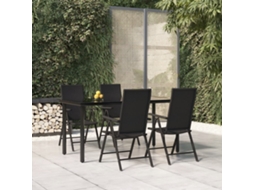 Vidaxl 5 Pcs Conjunto De Jantar P/ Jardim Vime Pe Preto