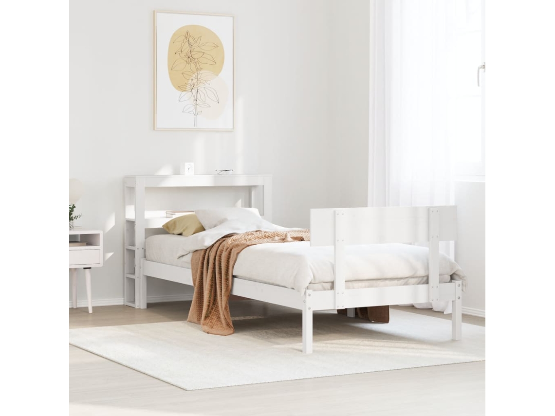 SYFAX™ Cama Sem Colchão 90x190 Cm Madeira de Pinho Maciça Branco