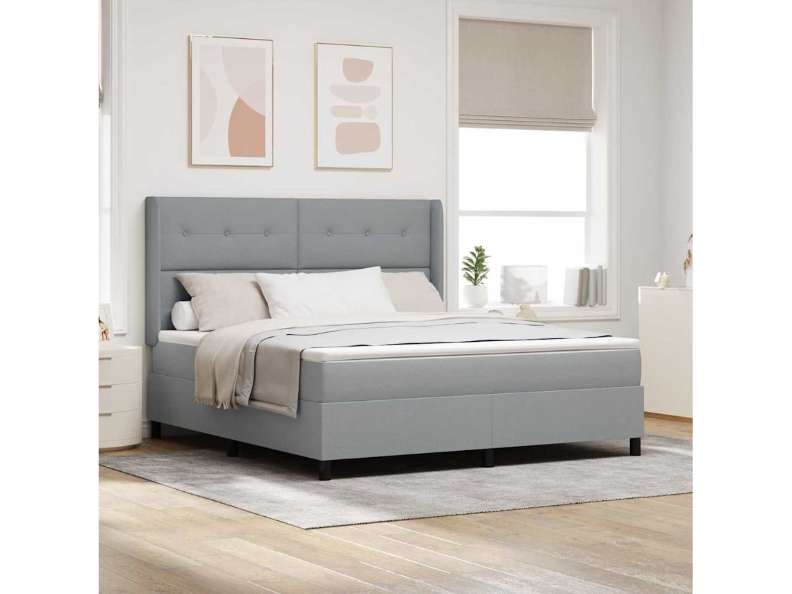Vidaxl Cama Box Spring Led Cinzento-claro 180 X 200 Cm Tecido