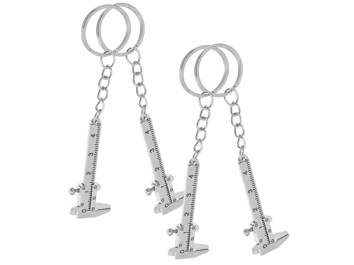 Conjunto De 4 Mini Paquímetros De Aço Inoxidável Para Chaveiro, Portáteis E Prateados.