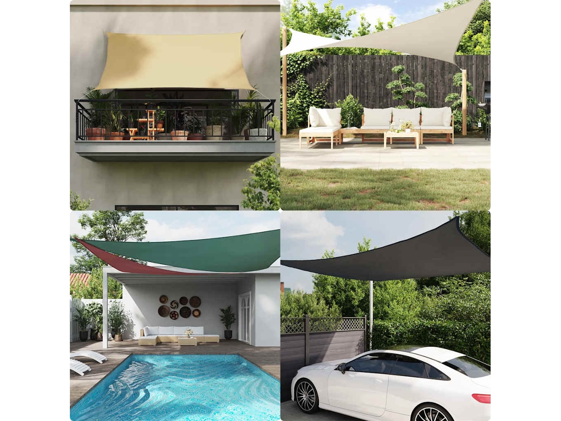 Vidaxl Para-sol Estilo Vela Tecido Oxford Triangular 3x4x4 M Preto