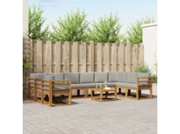 Vidaxl Conjunto De Sofás Para Exterior 11 Unid. Cinza Natural E Claro