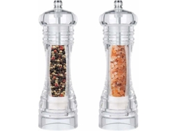 Moledor de Sal e Pimenta, Conjunto de 2 com Molino Cerâmico Ajustável, Transparente de Acrílico para Cozinha, Restaurante e Piquenique 16.2cm
