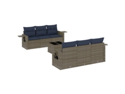 Conjunto de Sofá de Jardim, 7 Peças, Almofadas, Rattan Cinza MAISON EXCLUSIVE