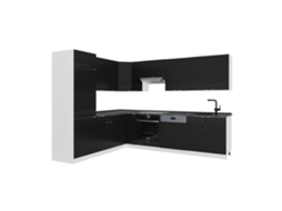 Cozinha Em Ângulo Fame-line, 227x287cm, Pt Antracite, Preto Listrado/branco, Branco, Vicco