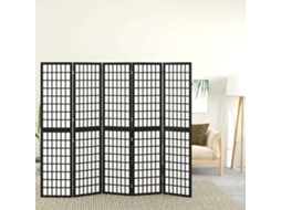 Vidaxl Biombo Dobrável Com 5 Painéis Estilo Japonês 200x170 Cm Preto