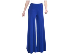 2026 pantalones de Salón de Pierna Ancha Elásticos para Mujer de Cintura Alta Casual Y Cómodos M Azul